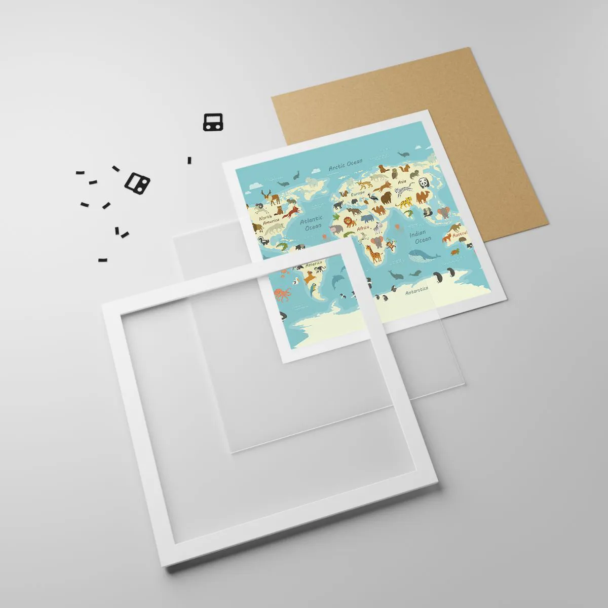 Poster în ramă albă - Vecini buni - 30x30 cm