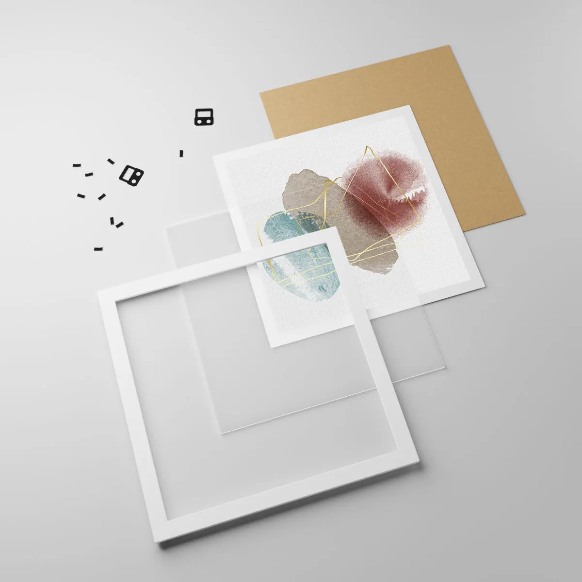 Affiche dans un cadre blanc - Poster - Coraux de l'espace - 50x50 cm