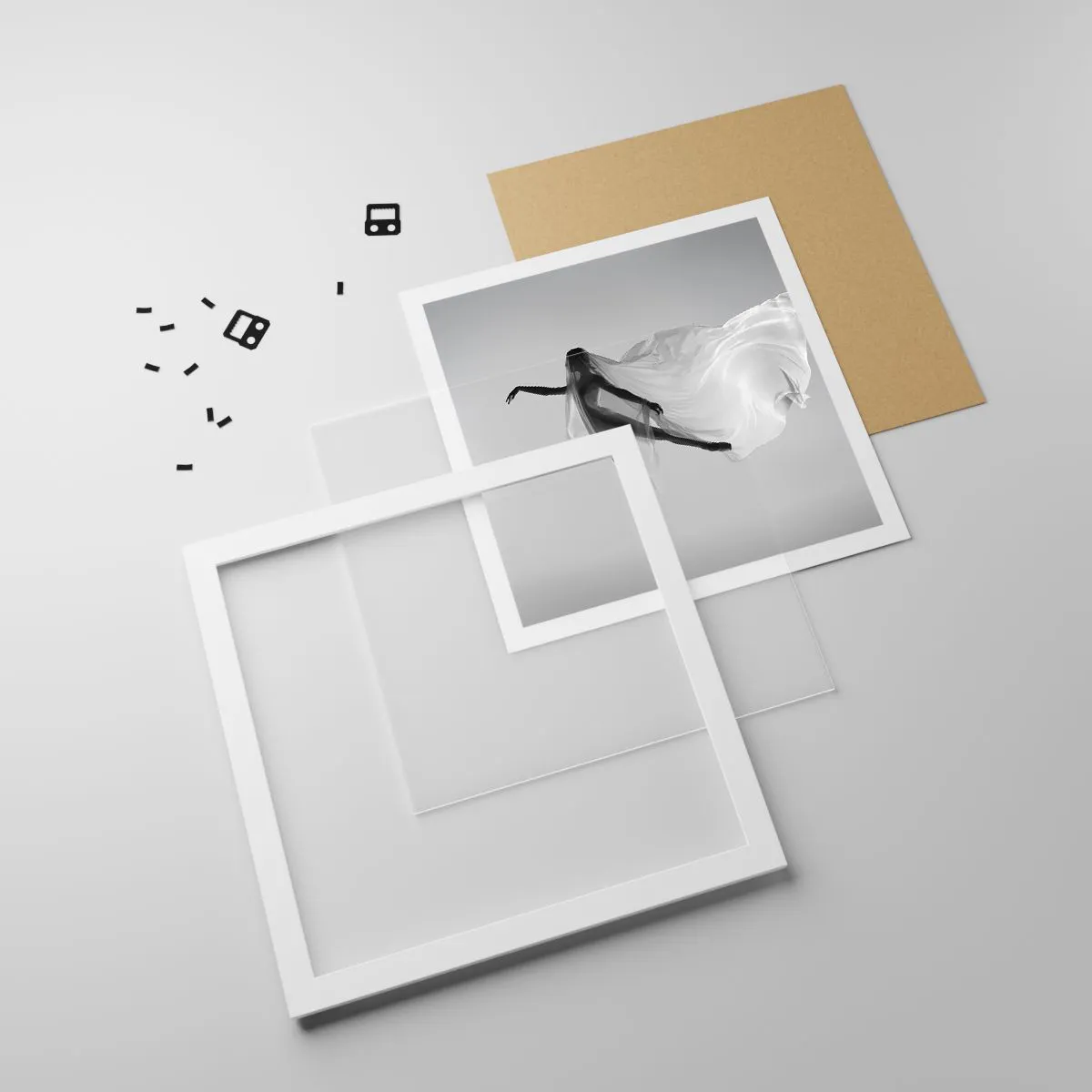 Plakat w białej ramie - Lekkość i wdzięk - 50x50 cm