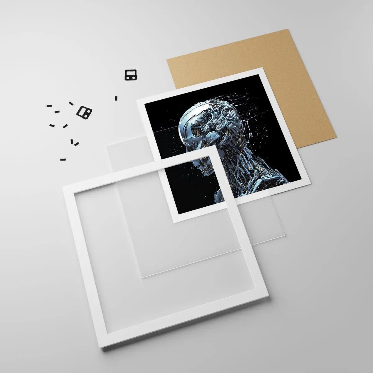 Plakat w białej ramie - Technologia jest kobietą - 30x30 cm