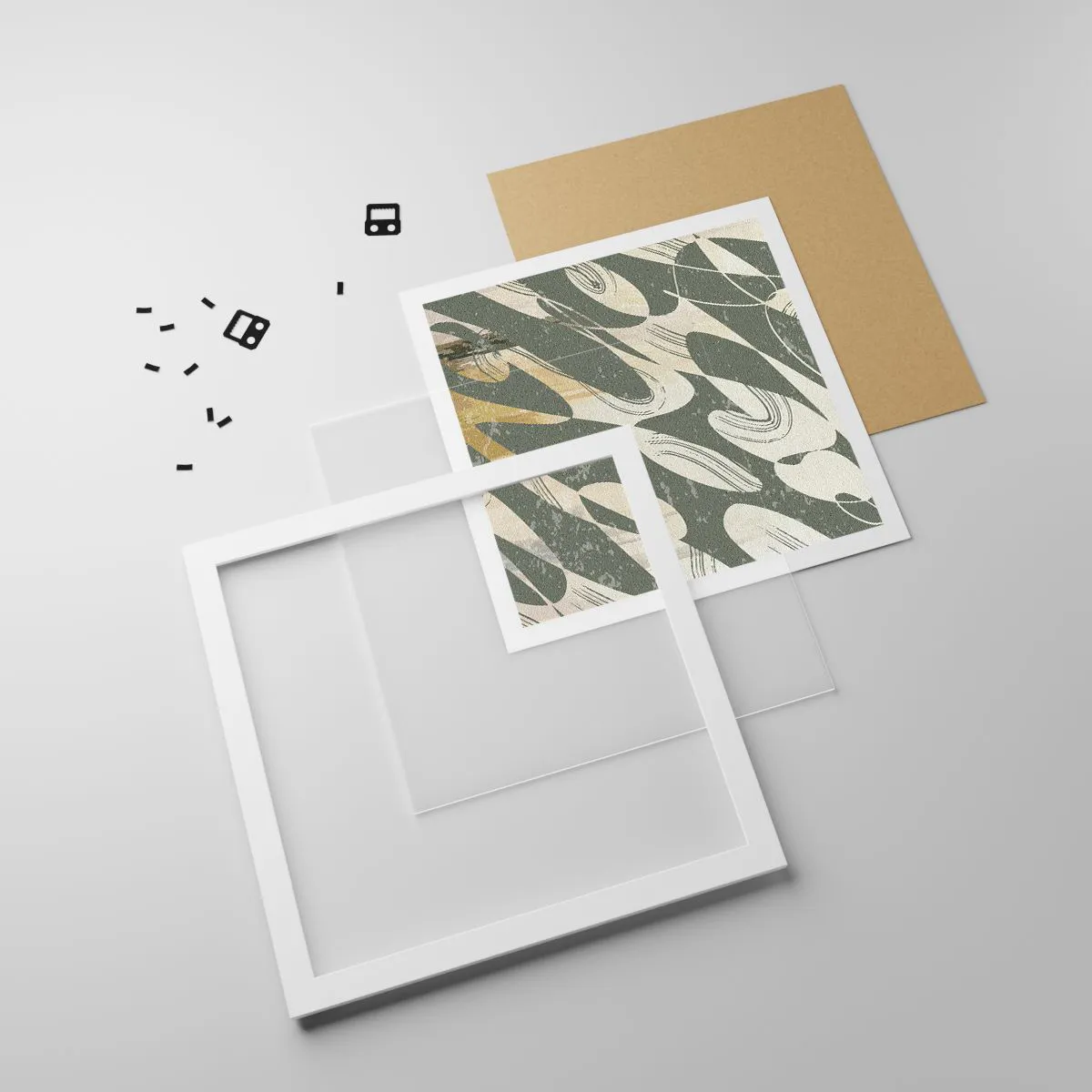 Poster in een witte lijst - Ritmische abstractie - 30x30 cm