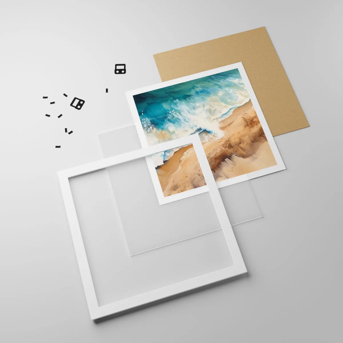 Affiche dans un cadre blanc - Poster - La vague qui revient - 50x50 cm