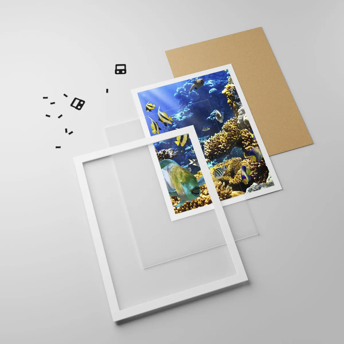 Poster in cornice bianca - Traffico intenso sulla via delle vacanze - 50x70 cm