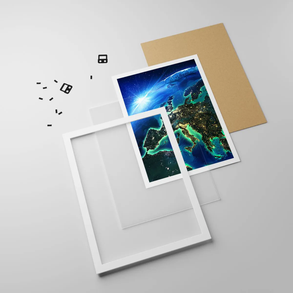 Plagát v bielom ráme - Iskrivá Európa - 30x40 cm