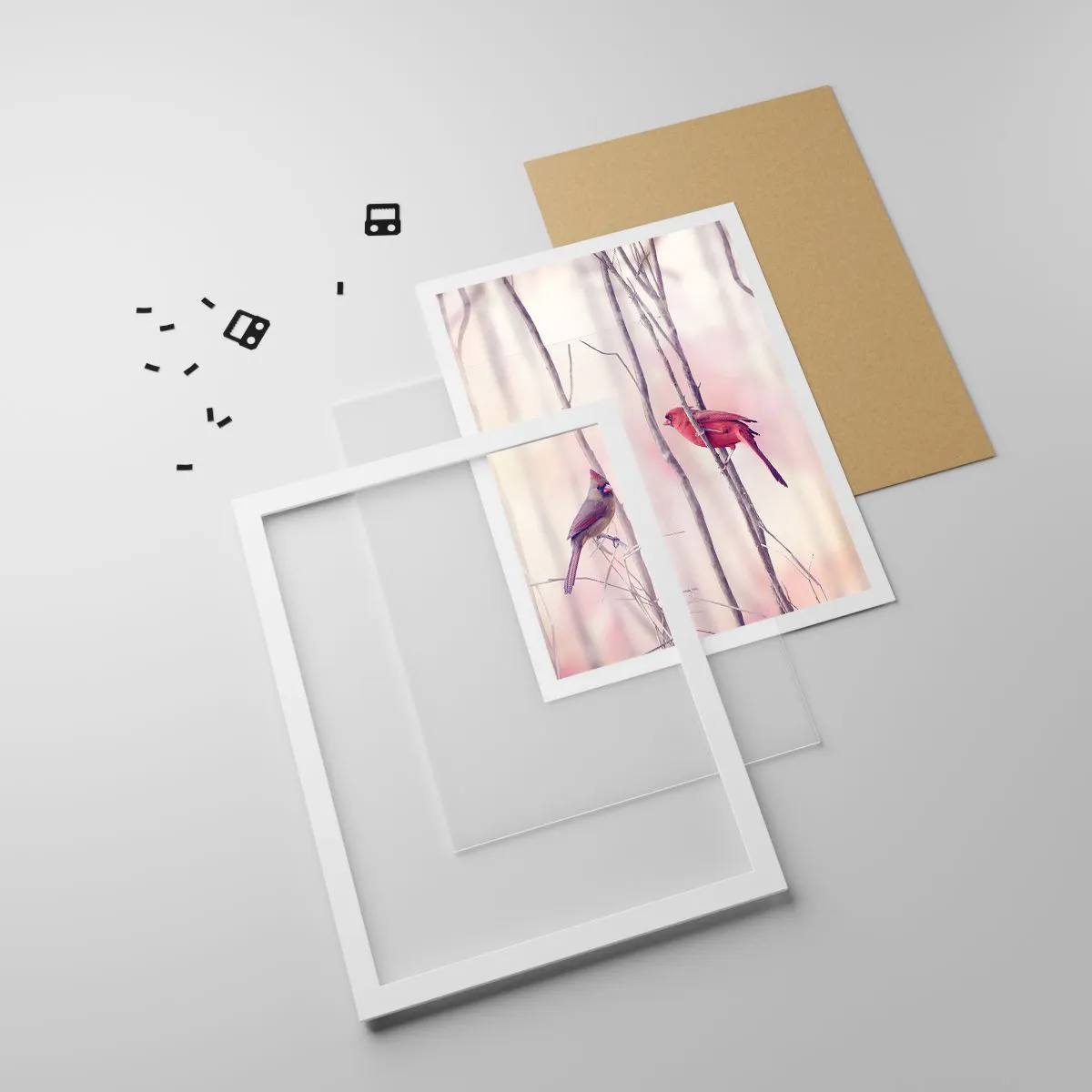 Affiche dans un cadre blanc - Poster - Conte de la forêt rose - 50x70 cm