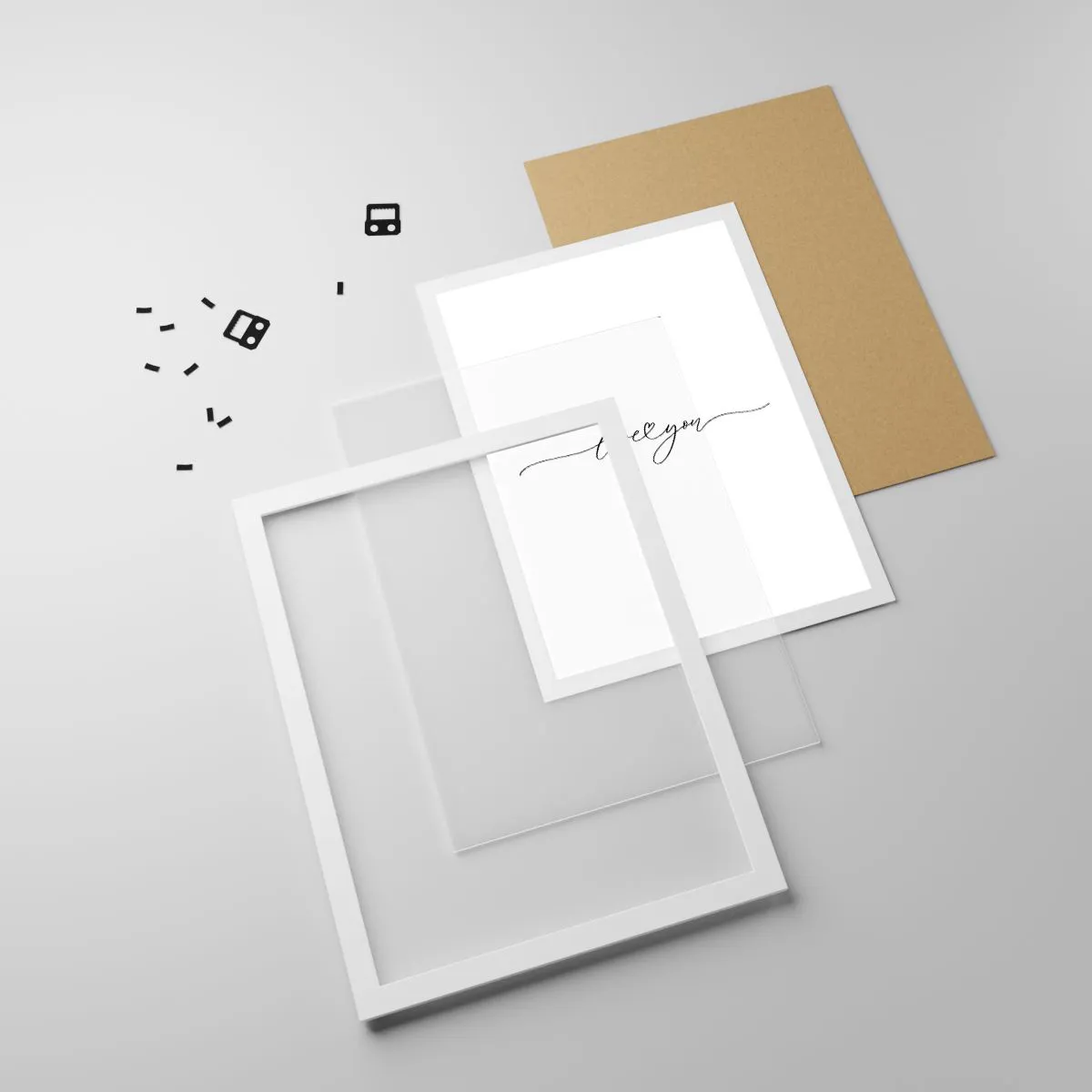 Poster în ramă albă - Negru pe alb - 50x70 cm