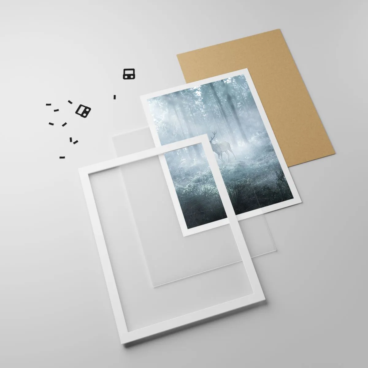 Affiche dans un cadre blanc - Poster - Visite matinale du domaine - 40x50 cm