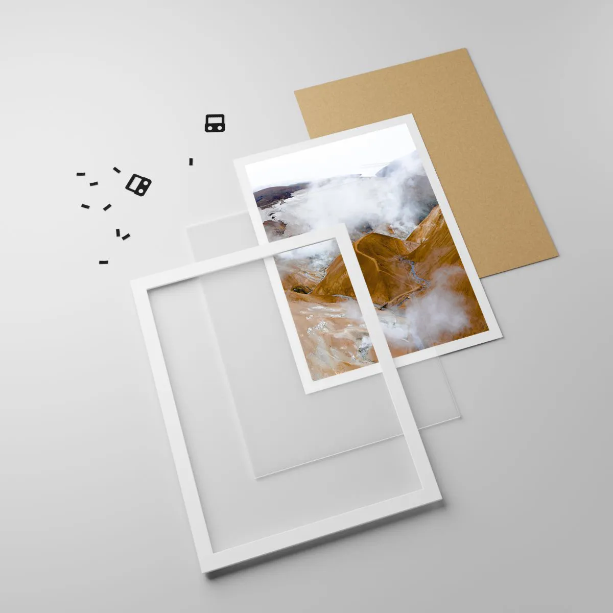 Plagát v bielom ráme - Drsná krása Islandu - 40x50 cm