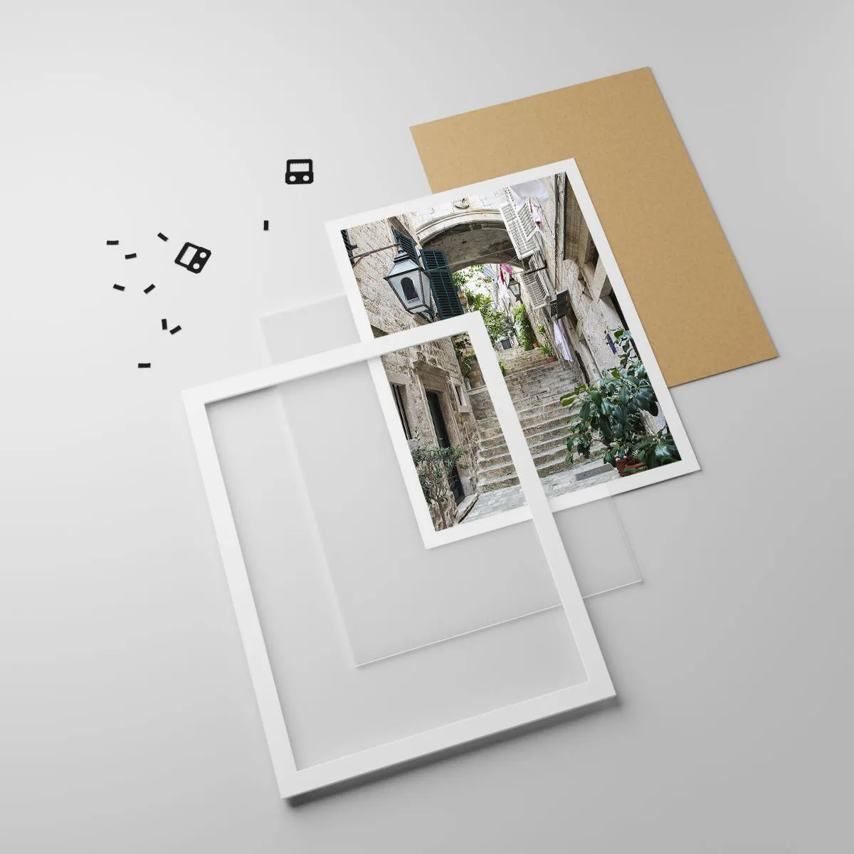 Pôster em moldura branca - Beco encantador - 50x70 cm