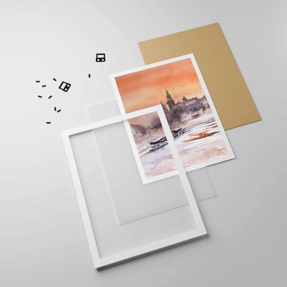 Plagát v bielom ráme - Kráľovský západ slnka - 61x91 cm