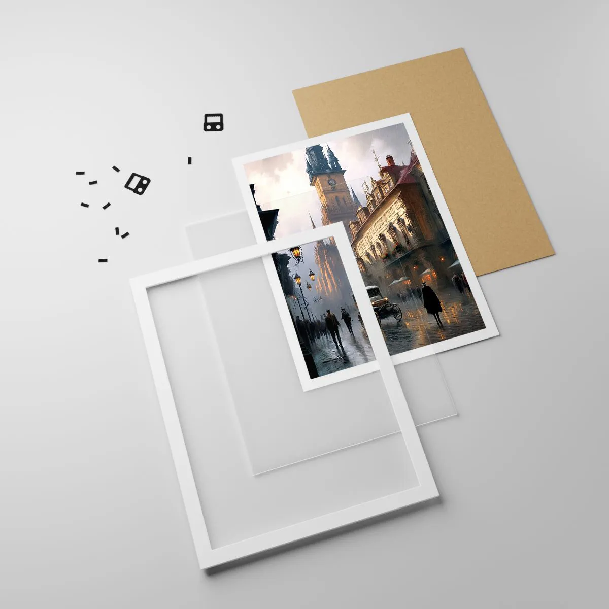 Plakat w białej ramie - Czar praskiego wieczoru - 61x91 cm