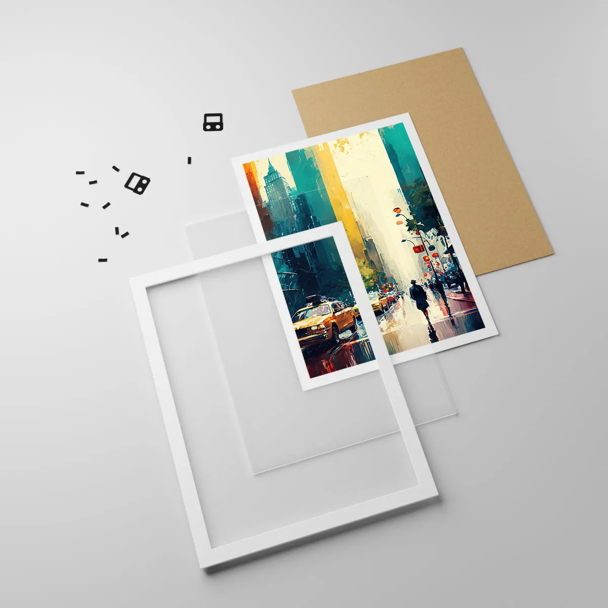 Poszter fekete keretben - New York - itt még az eső is színes. - 61x91 cm