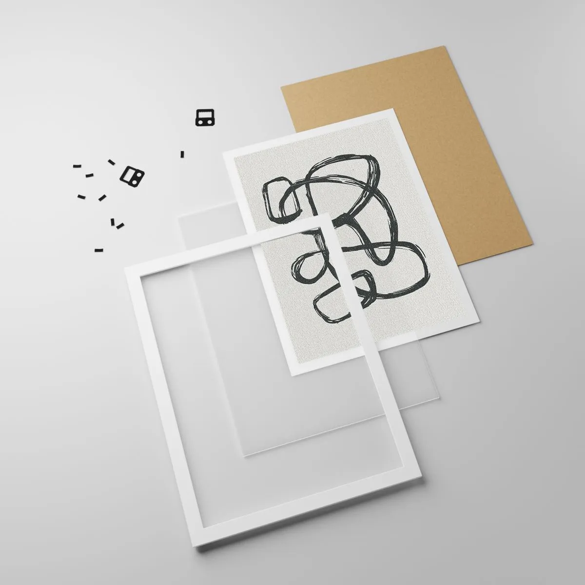 Affisch i vit ram - Loopad abstraktion - 50x70 cm