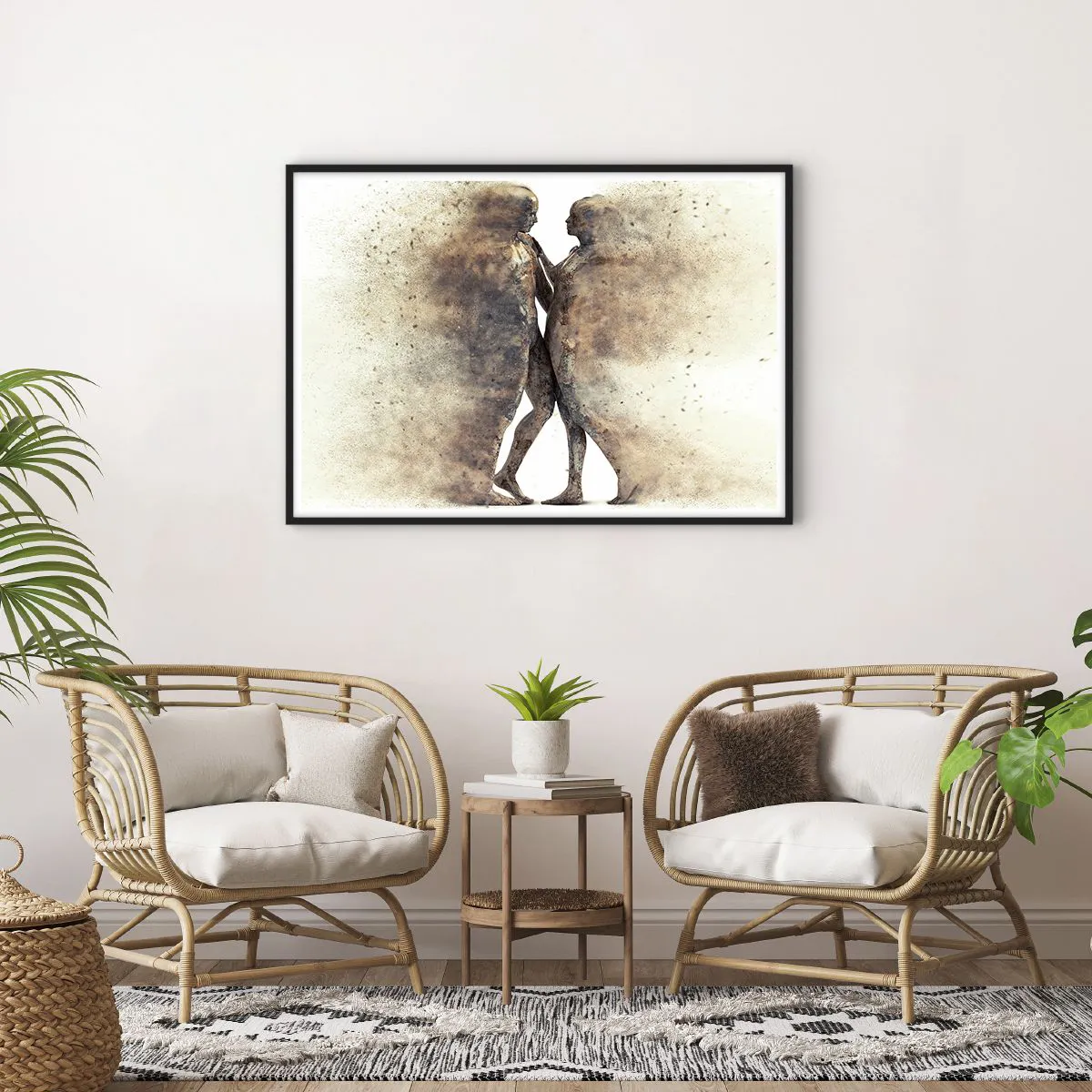 Plakat i sort ramme - Fra støv steg de til kærlighed - 100x70 cm