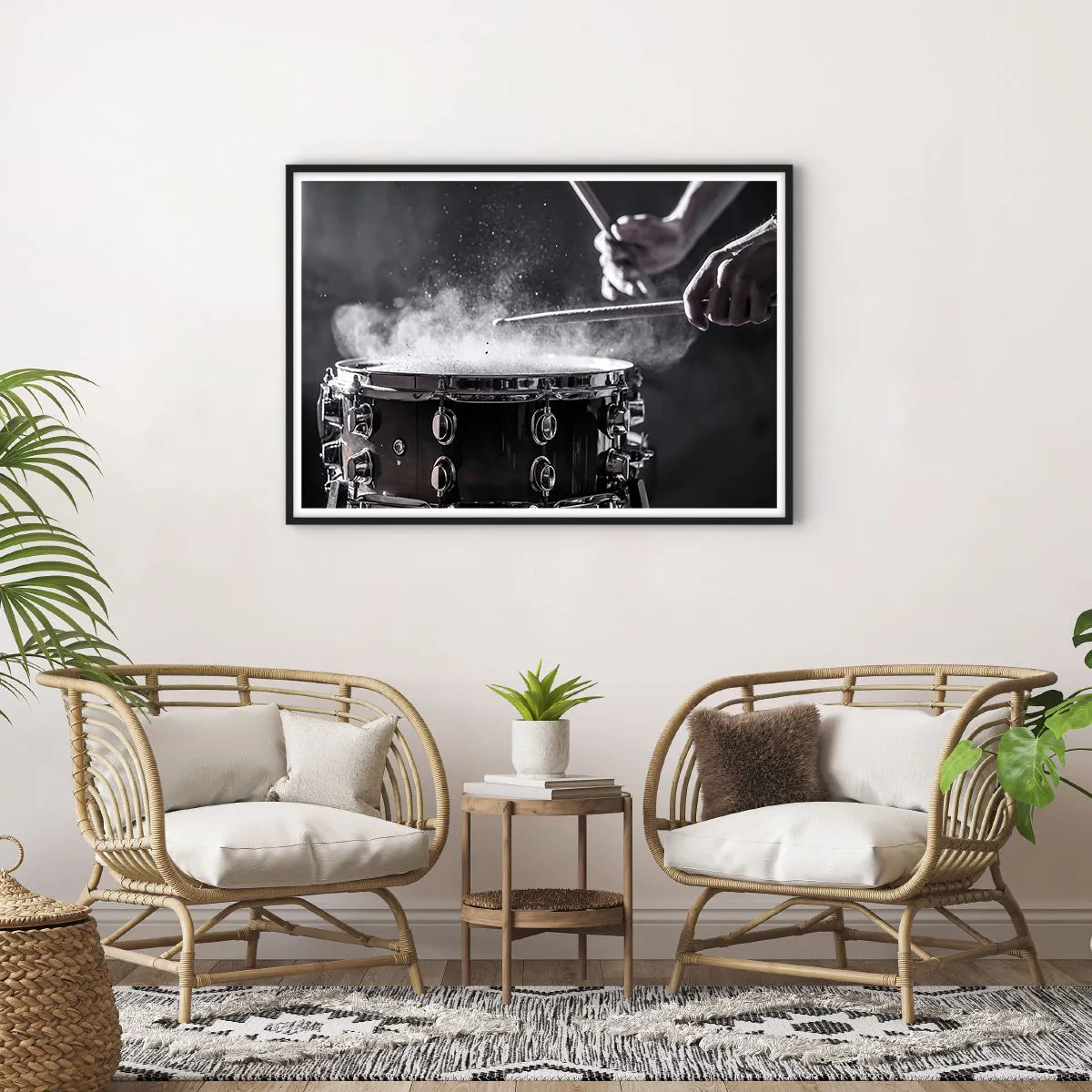 Plakat i sort ramme - Musikkens puls - 100x70 cm