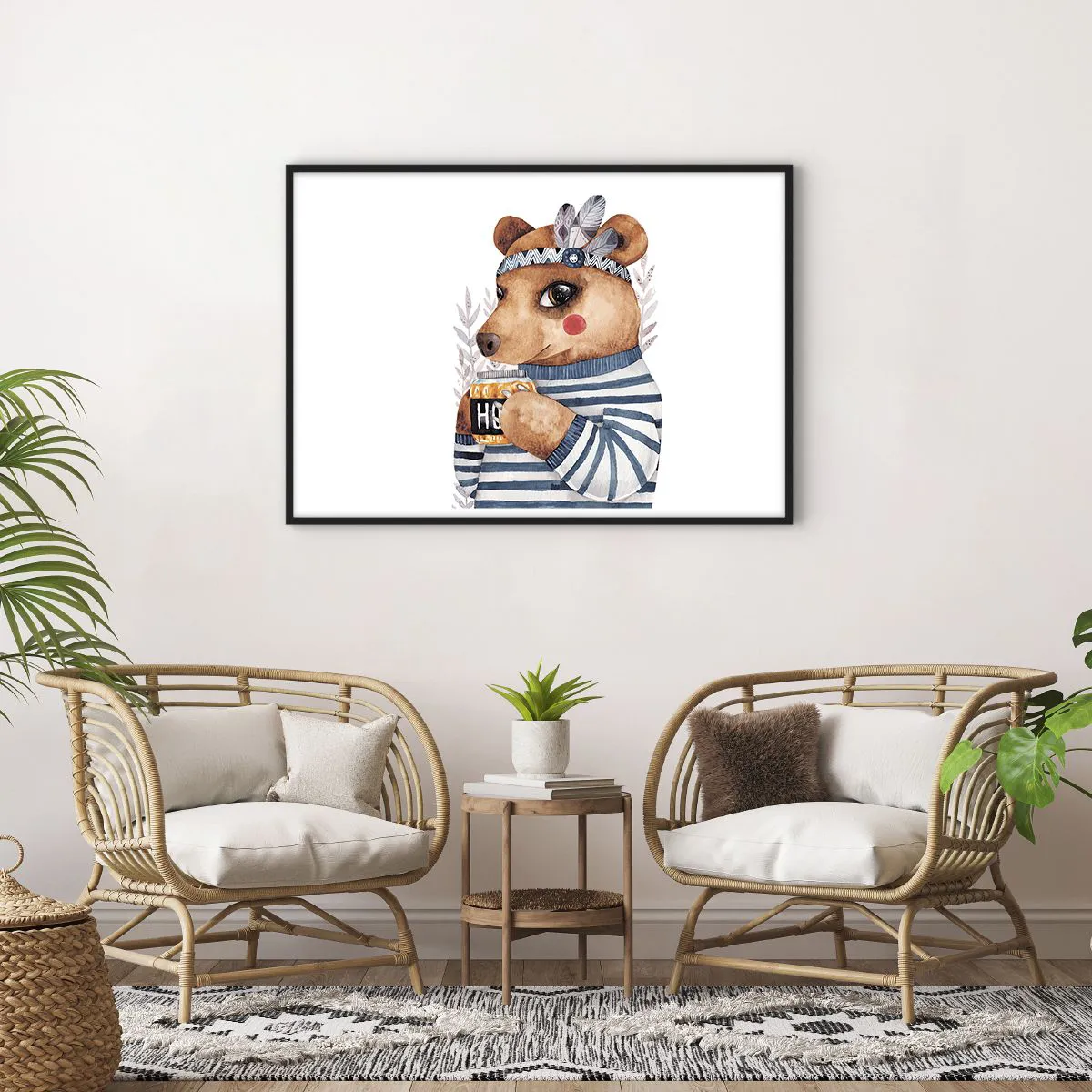 Poszter fehér keretben - Édes Mackó - 100x70 cm