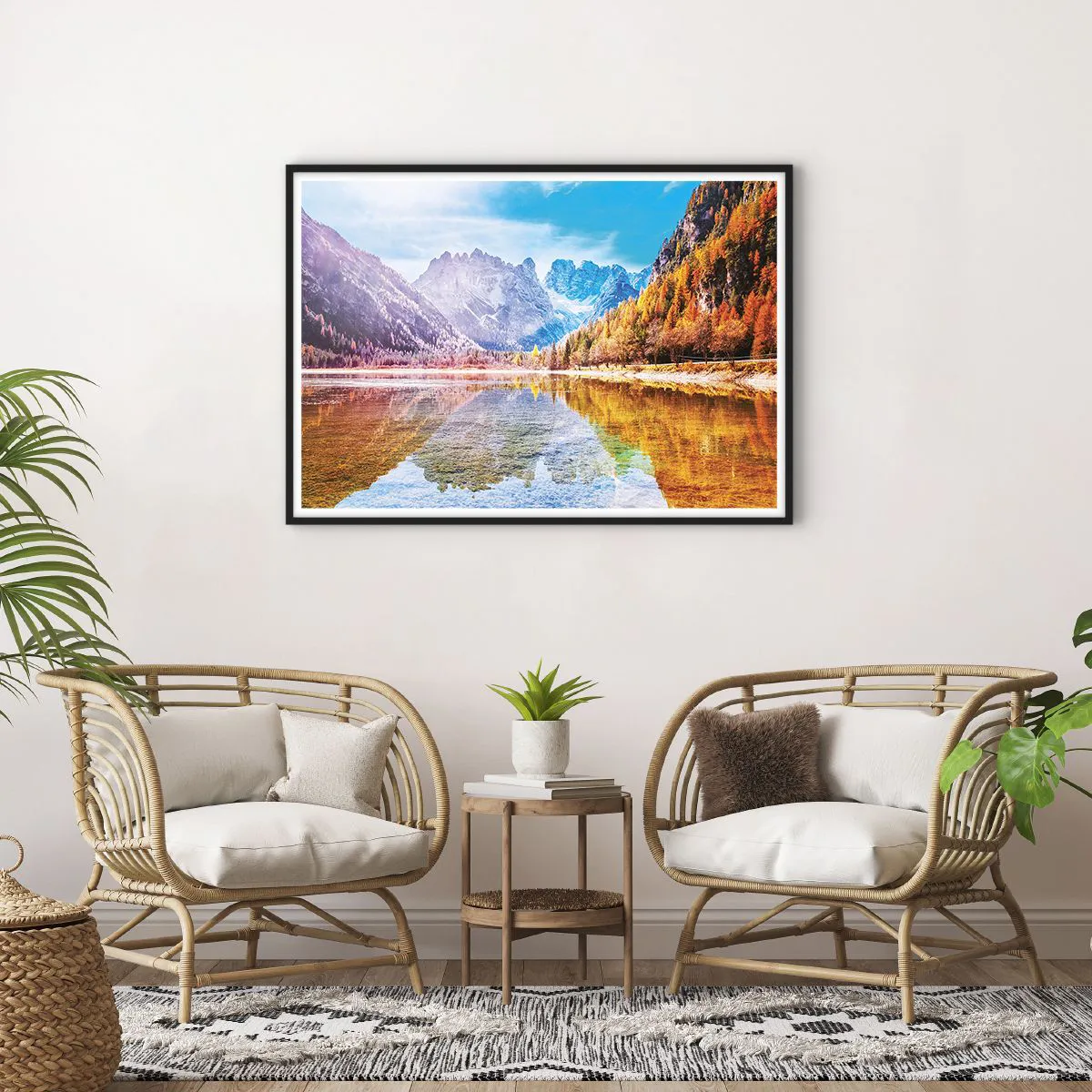 Affisch i svart ram - Det är redan höst i fjällen - 100x70 cm