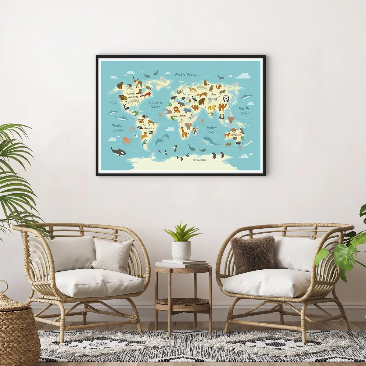 Plakat i sort ramme - Gode naboer - 100x70 cm