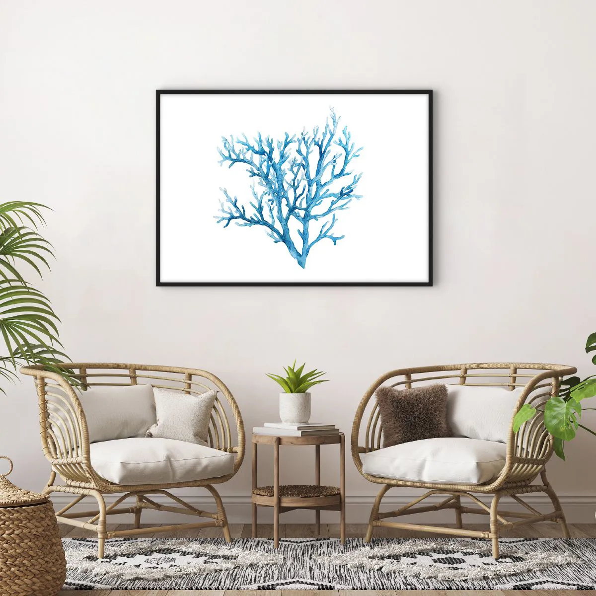 Plakat i sort ramme - Marint filigran - 100x70 cm