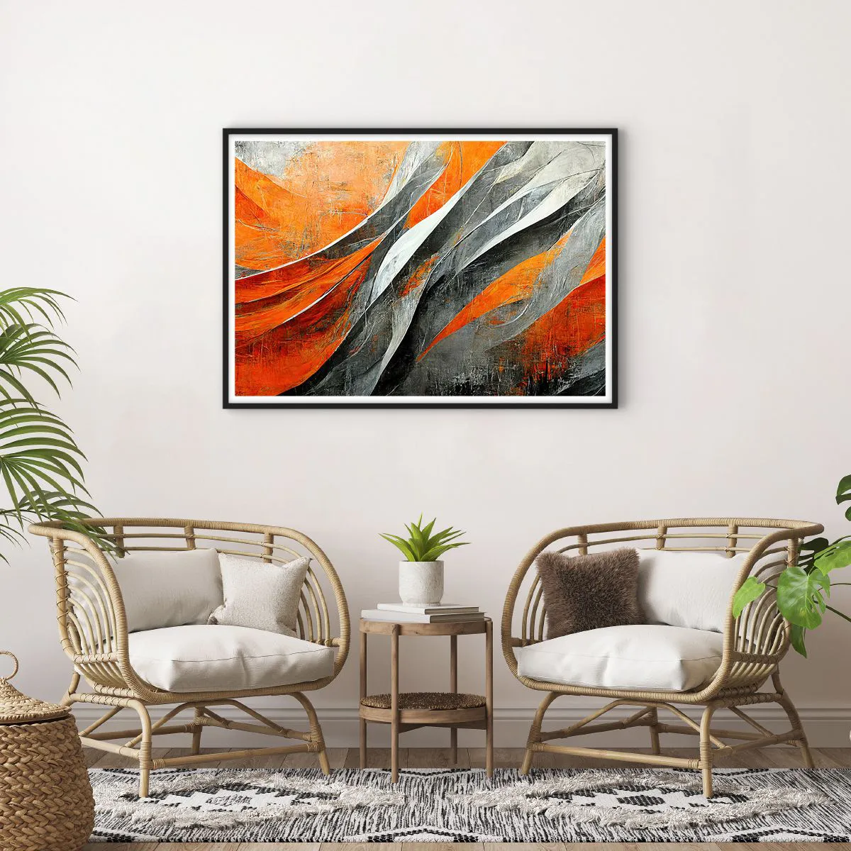 Pôster com moldura preta - Calor e frio - 100x70 cm