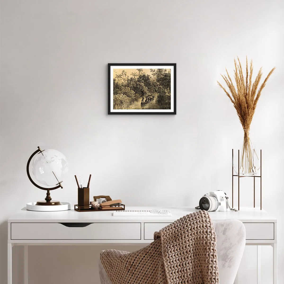 Póster en marco negro - Expedición a la fuente - 40x30 cm