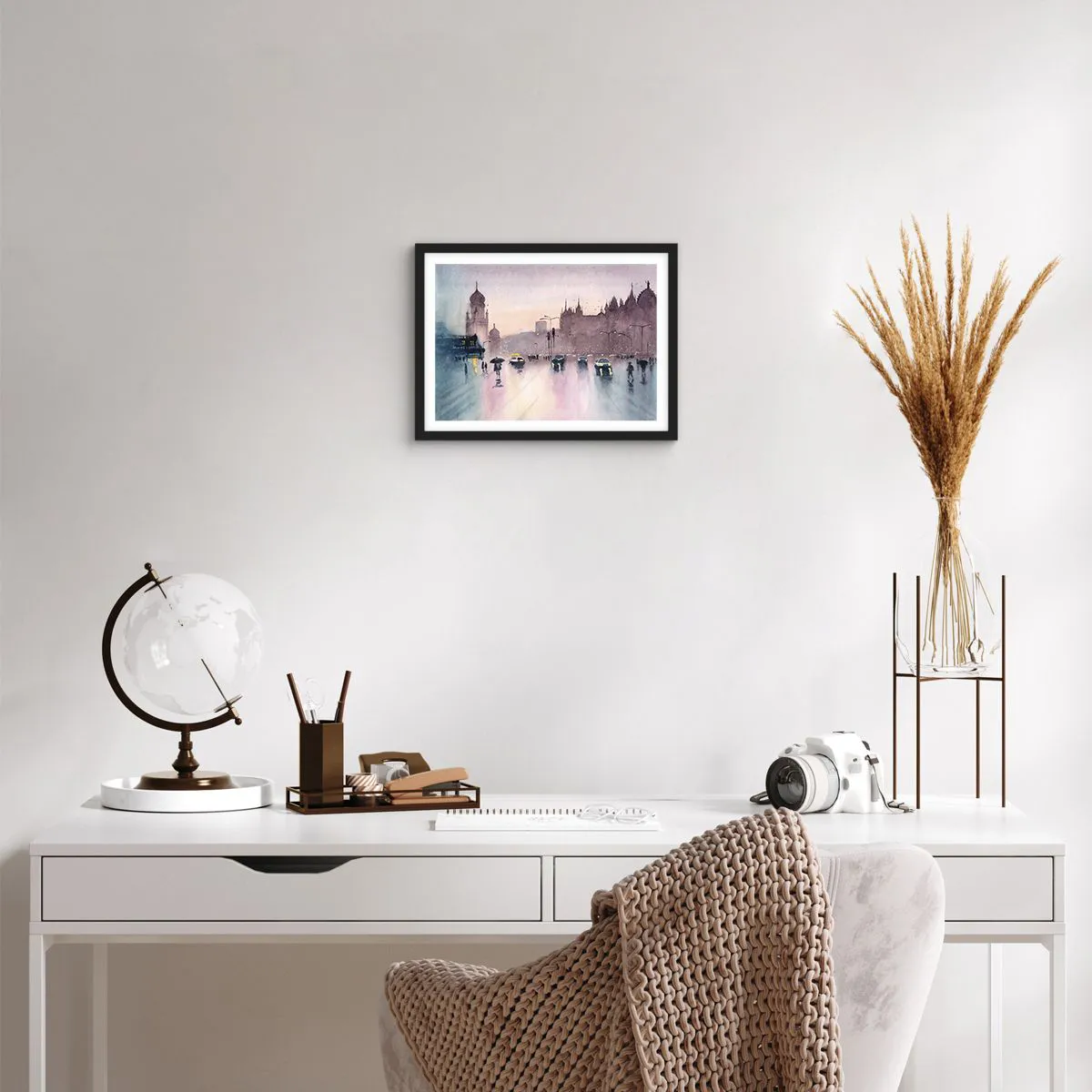 Poster in einem schwarzem Rahmen - Im regnerischen Dunst - 40x30 cm