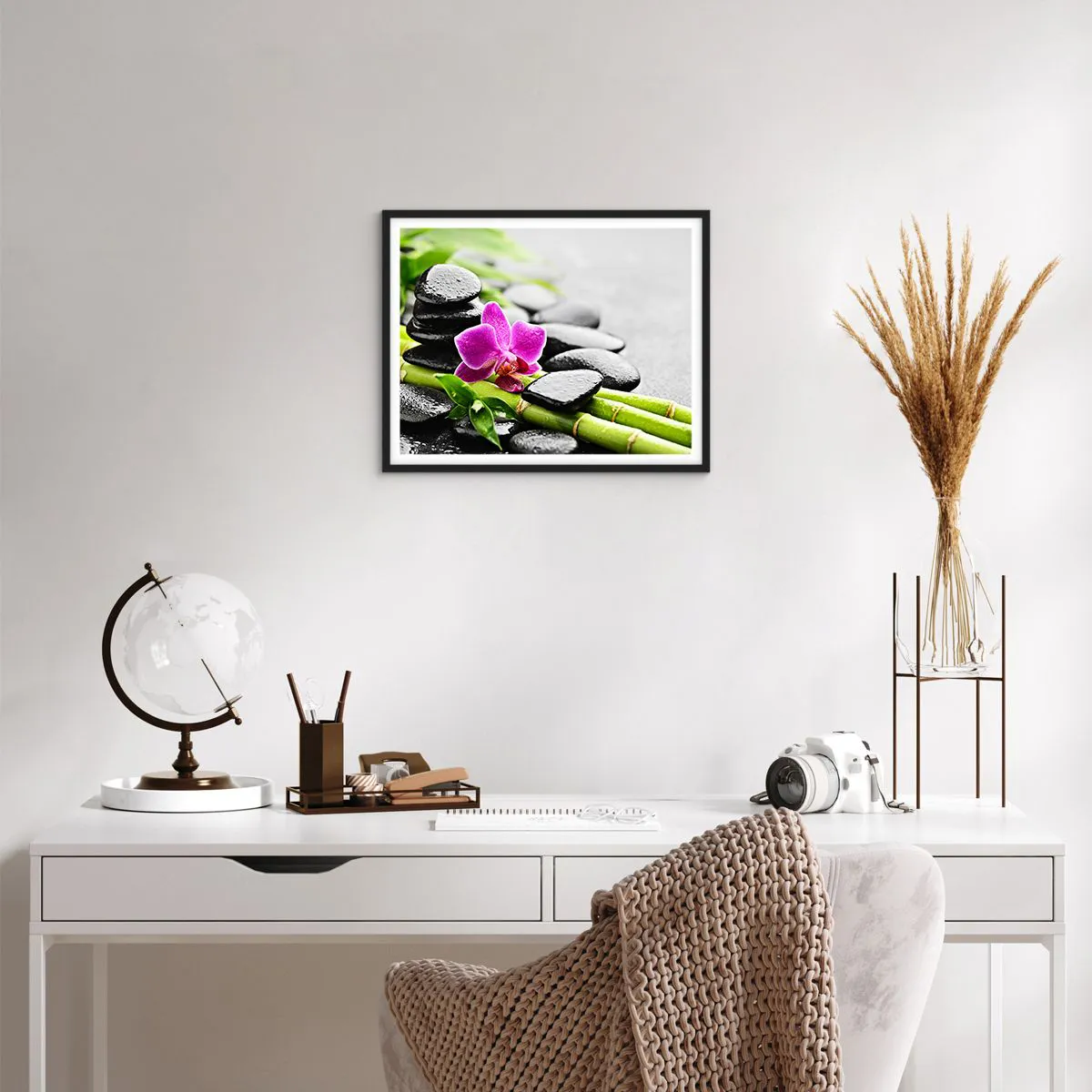 Poster in een zwarte lijst - In een vrede evenwicht - 50x40 cm