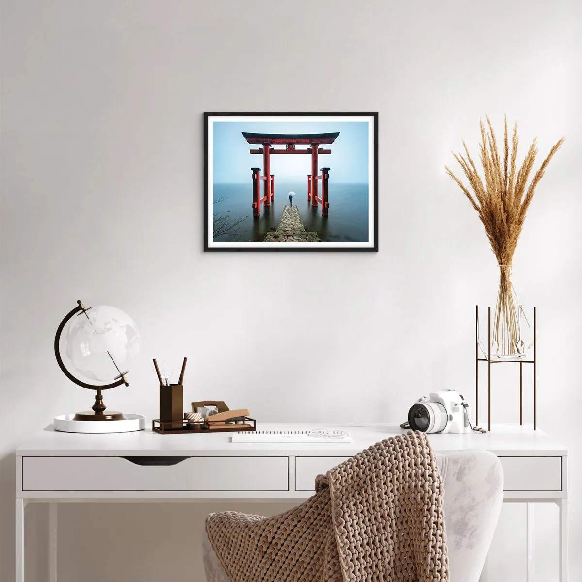 Pôster com moldura preta - Devaneio japonês - 50x40 cm