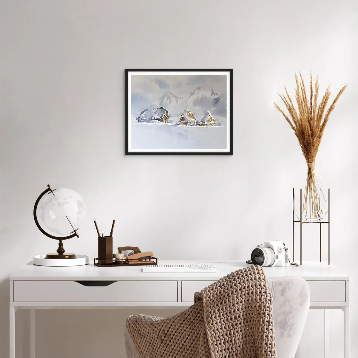 Poszter fehér keretben - Egy havas völgyben - 50x40 cm