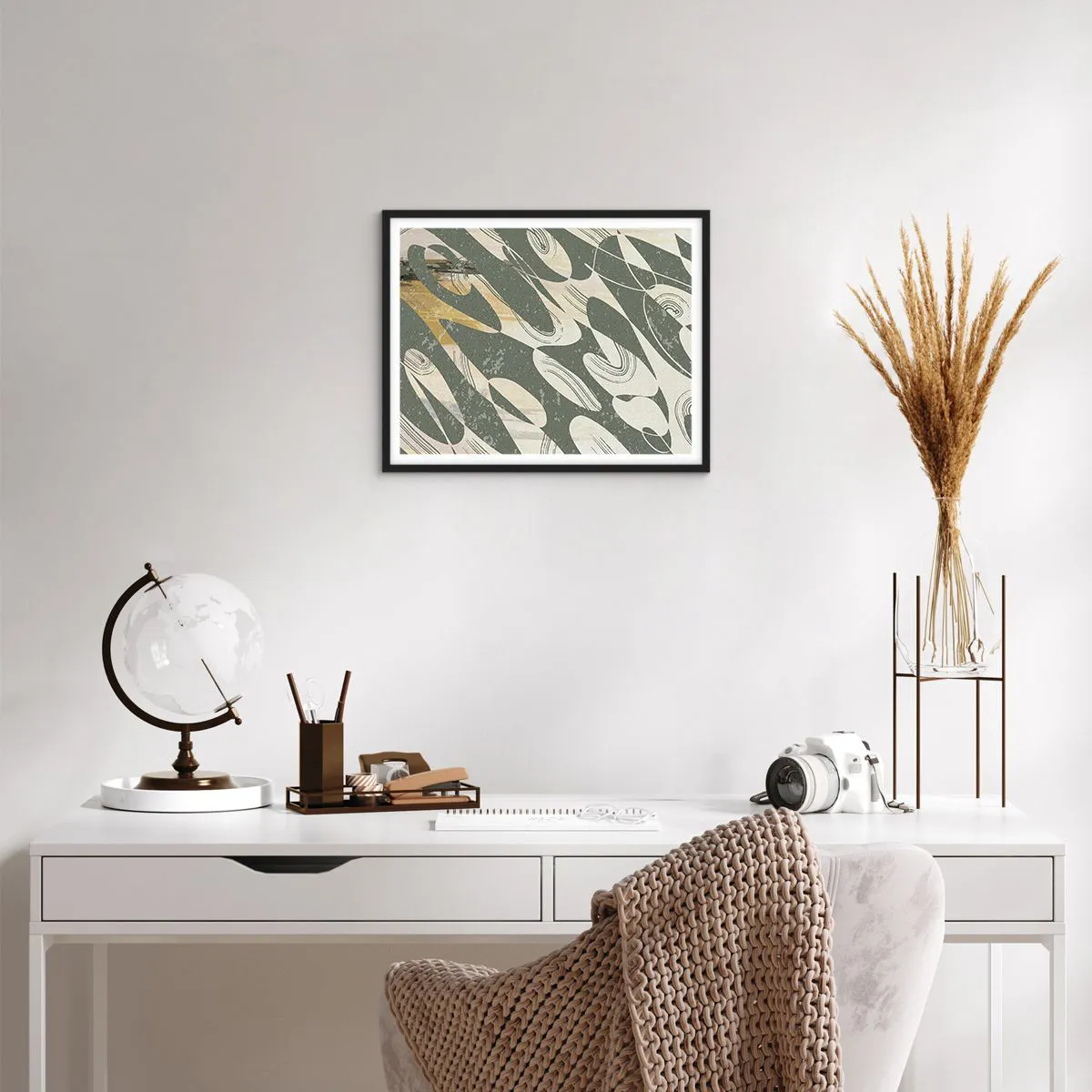 Poster in een zwarte lijst - Ritmische abstractie - 50x40 cm