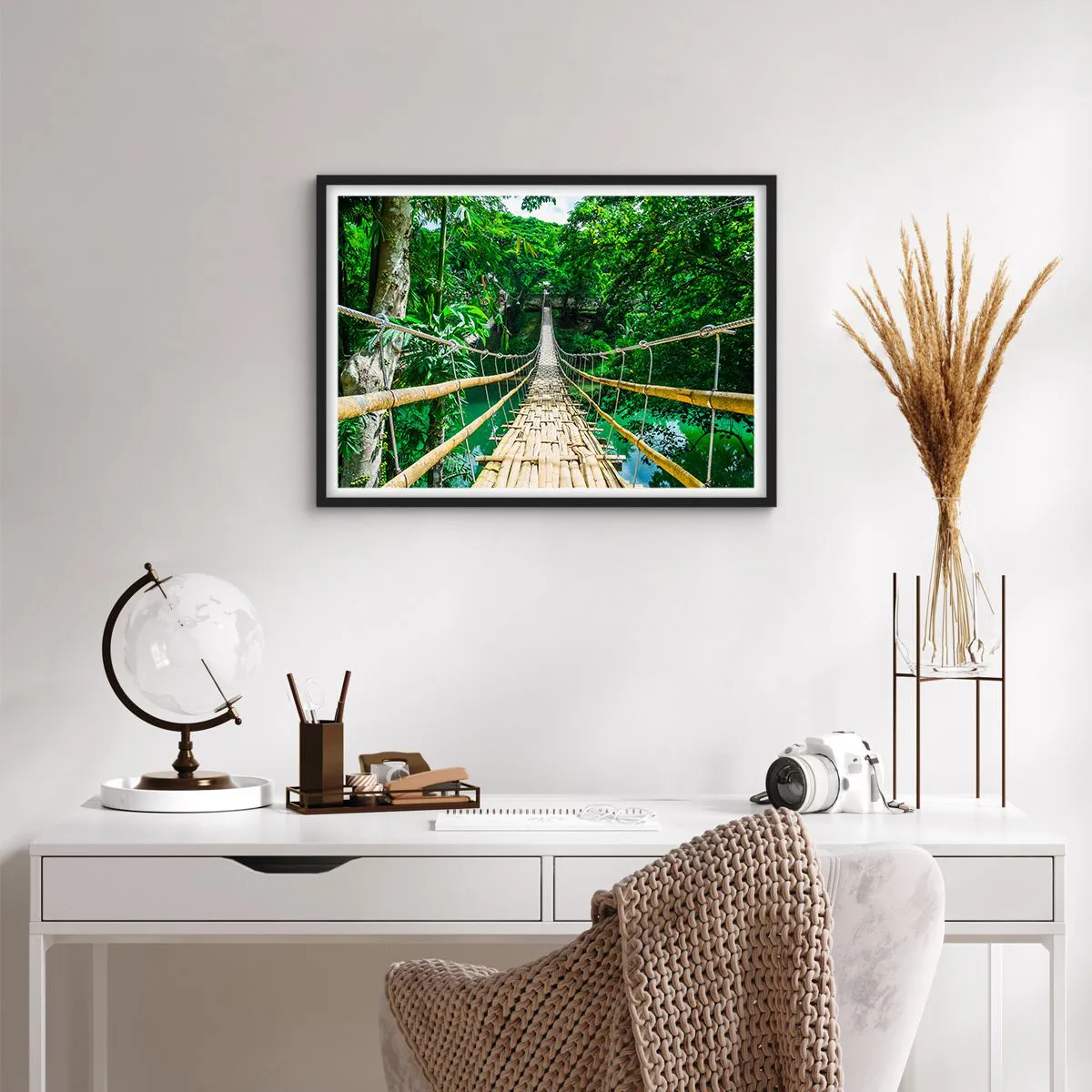 Poster in black frame - Small Bridge over the Green - 70x50 cm