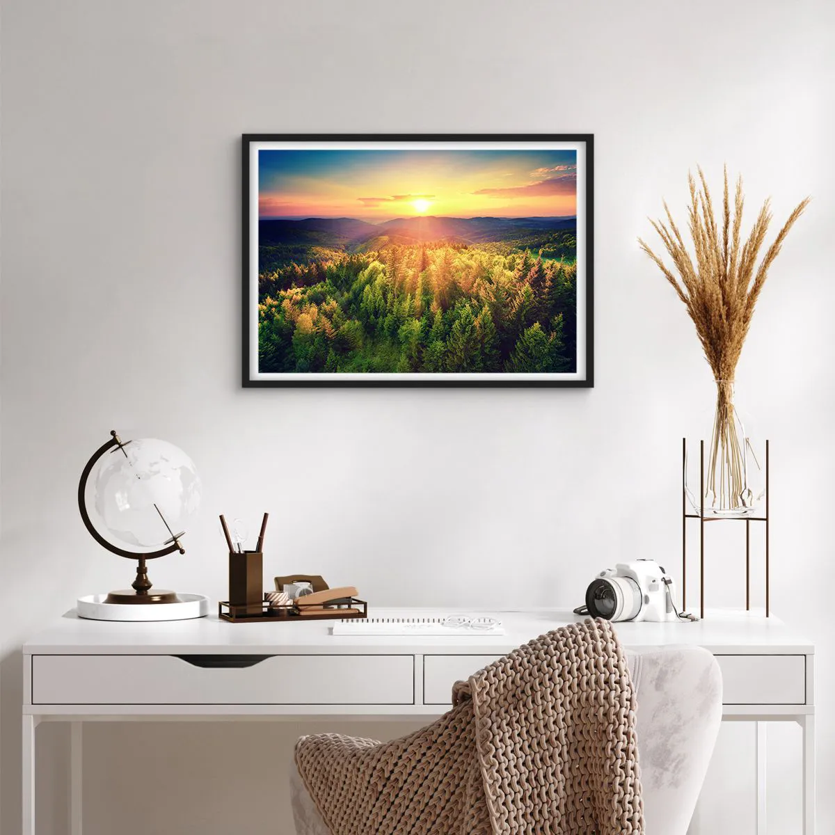 Plakat i sort ramme - Toppe og bjergtoppe - 70x50 cm