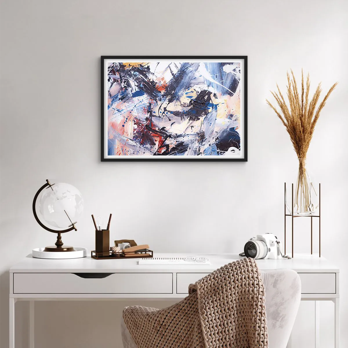 Poster in black frame - Crazy Dance of Abstraction - 70x50 cm