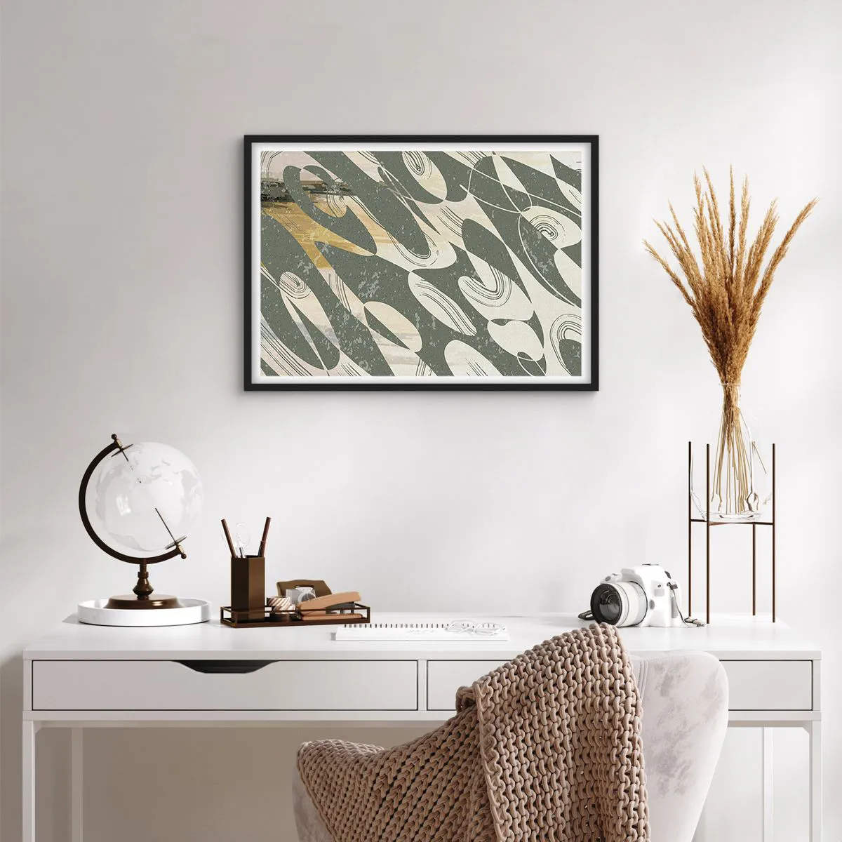 Poster in een zwarte lijst - Ritmische abstractie - 70x50 cm