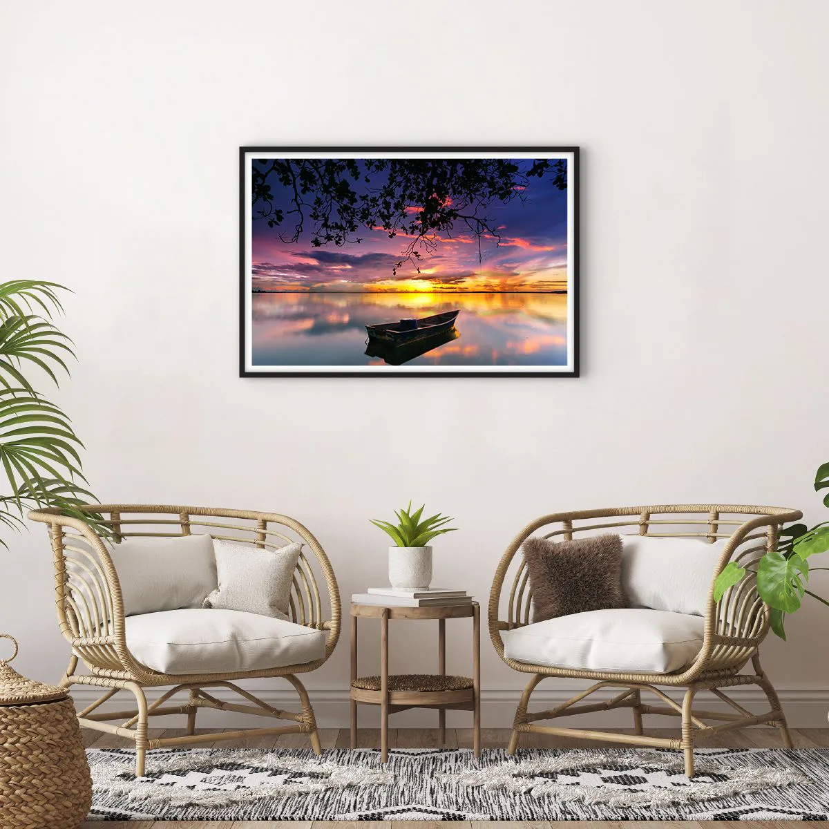 Poster in einem schwarzem Rahmen - Du scheinst mitten am Himmel zu hängen... - 91x61 cm