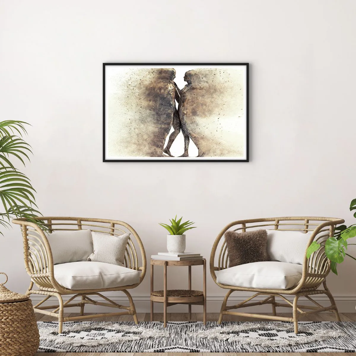 Plakat i sort ramme - Fra støv steg de til kærlighed - 91x61 cm