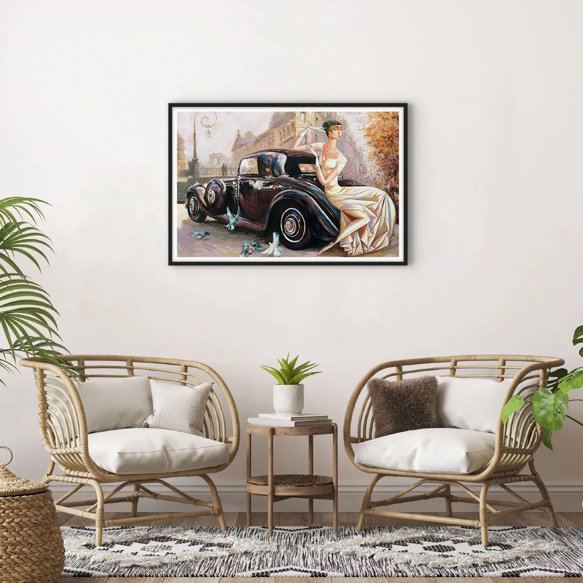 Plakát v černém rámu - Elegance v retro stylu - 91x61 cm