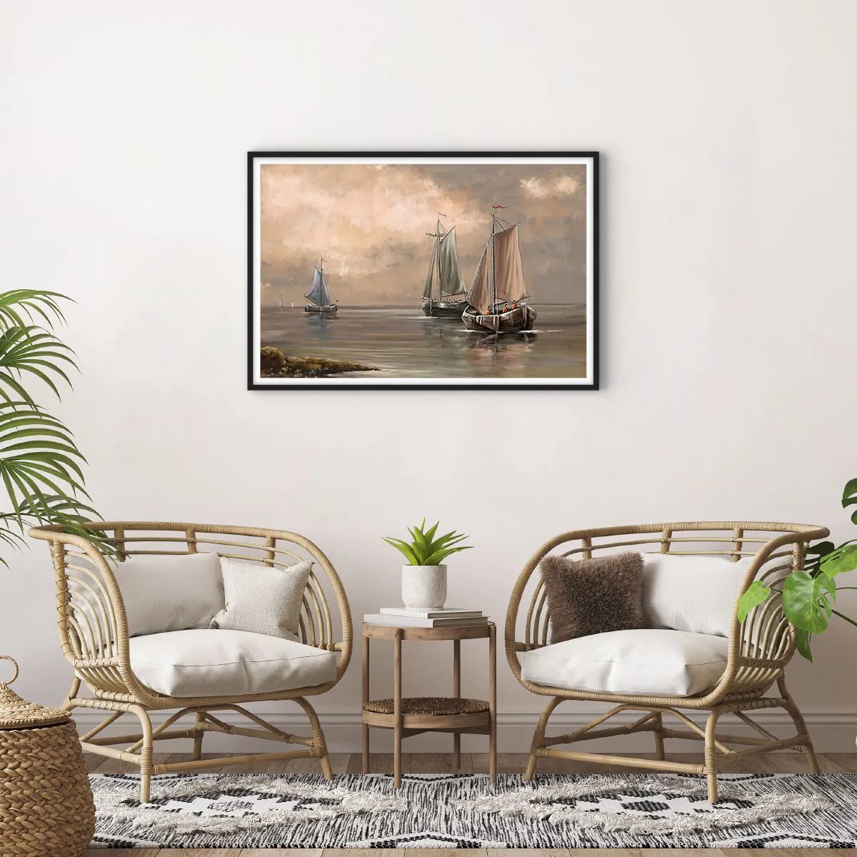 Affiche dans un cadre noir - Poster - Le retour des marins - 91x61 cm