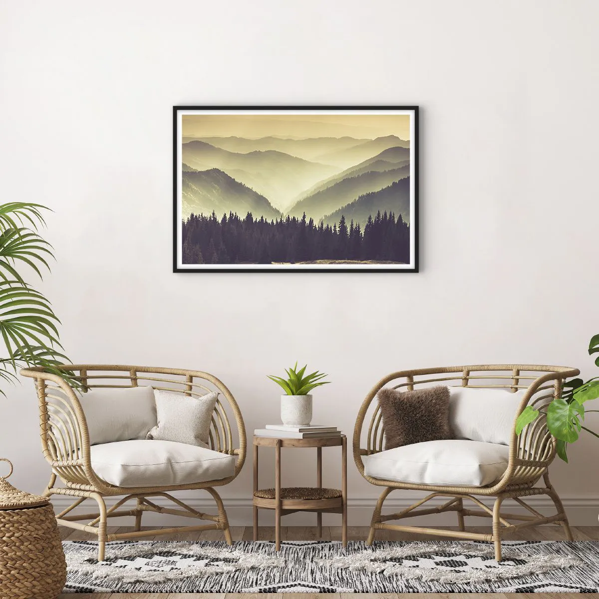 Pôster com moldura preta - Atrás das sete montanhas... - 91x61 cm