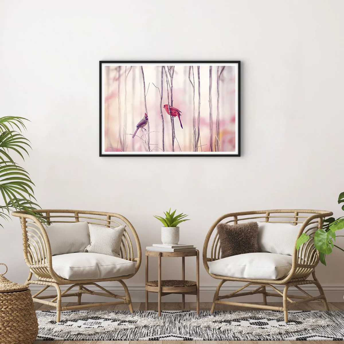 Affiche dans un cadre noir - Poster - Conte de la forêt rose - 91x61 cm