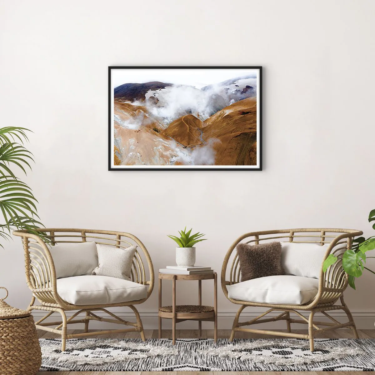 Plagát v čiernom ráme - Drsná krása Islandu - 91x61 cm