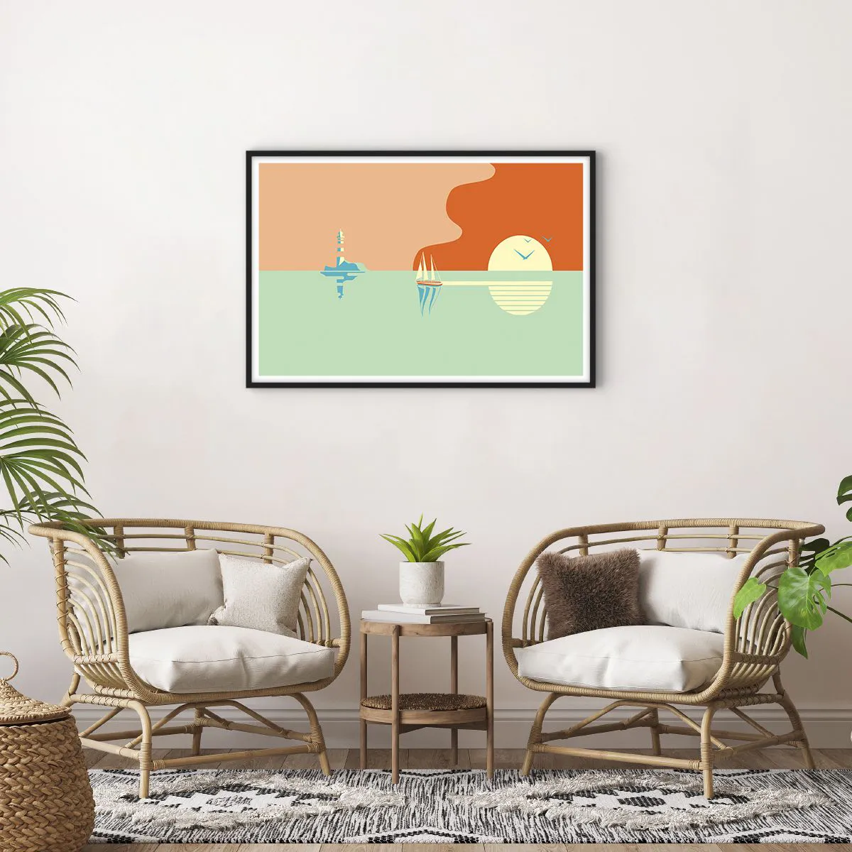 Affisch i svart ram - Perfekt havslandskap - 91x61 cm