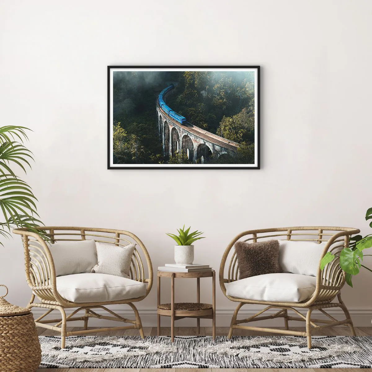 Poster in black frame - Train through Nature - 91x61 cm