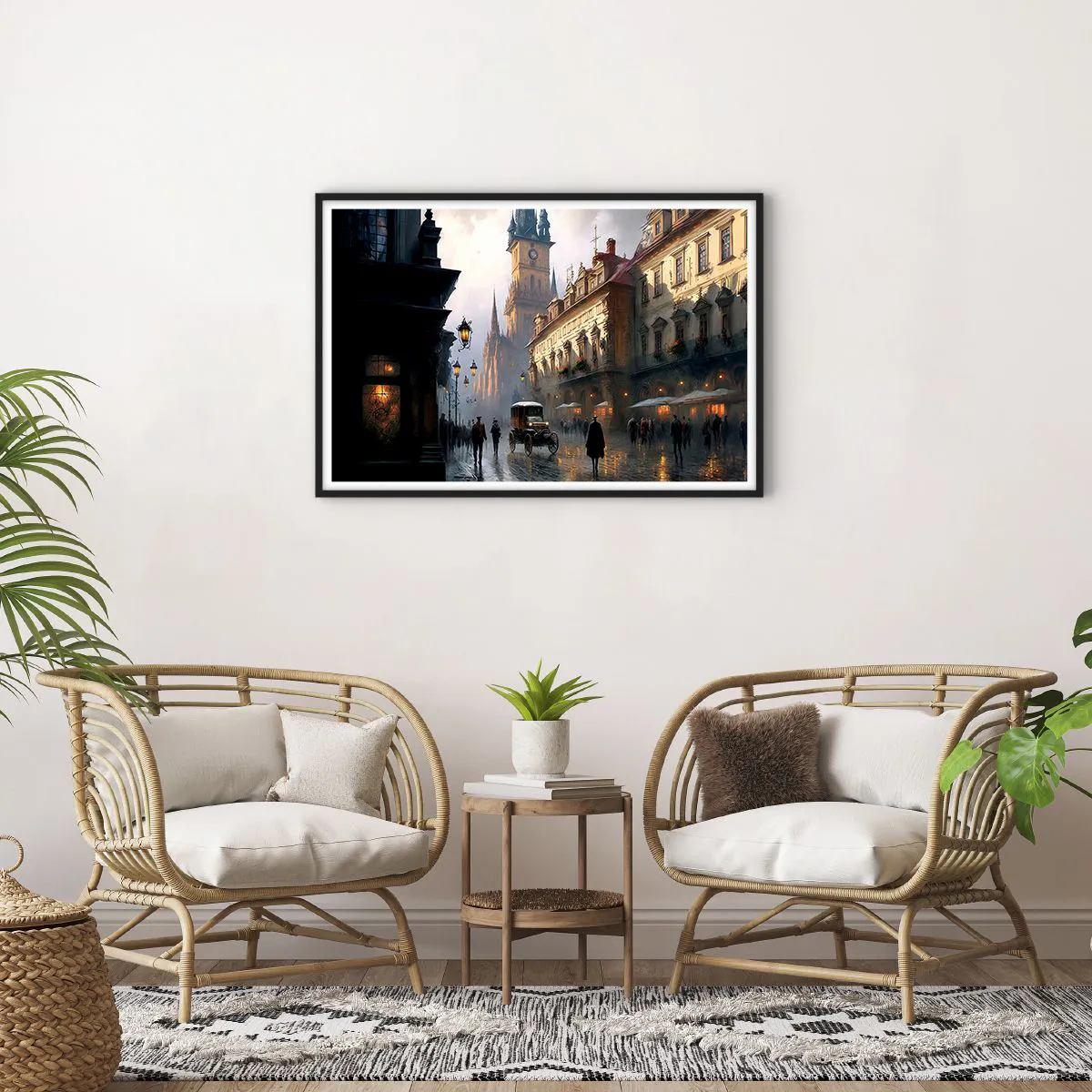 Plakat i sort ramme - Magien i en aften i Prag - 91x61 cm