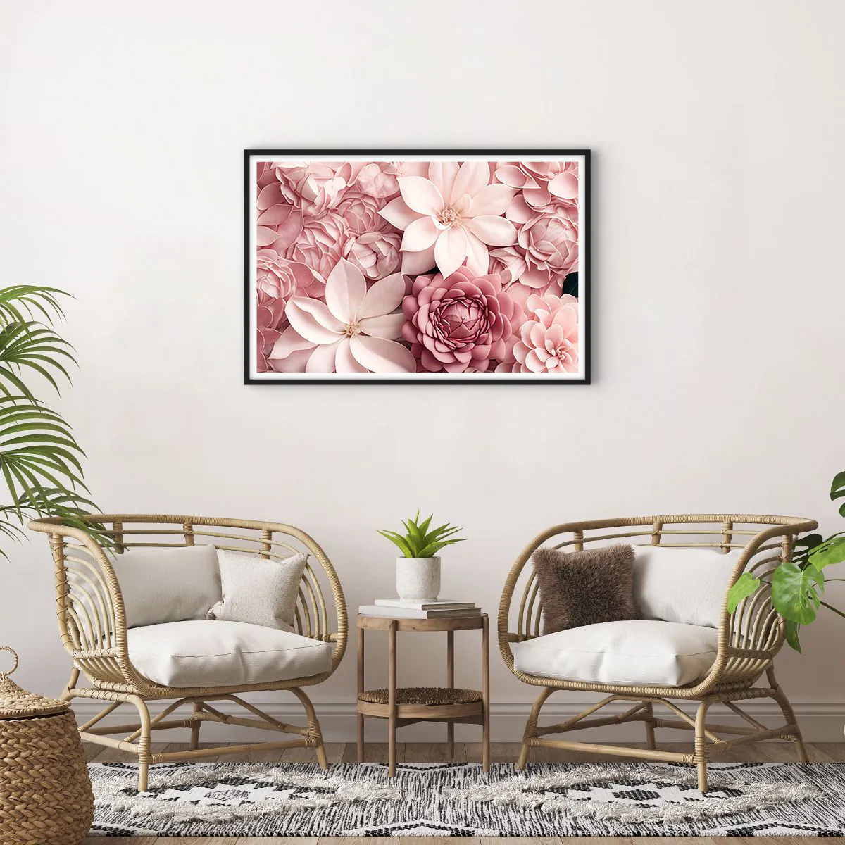 Poster in einem schwarzem Rahmen - In rosa Blütenblättern - 91x61 cm