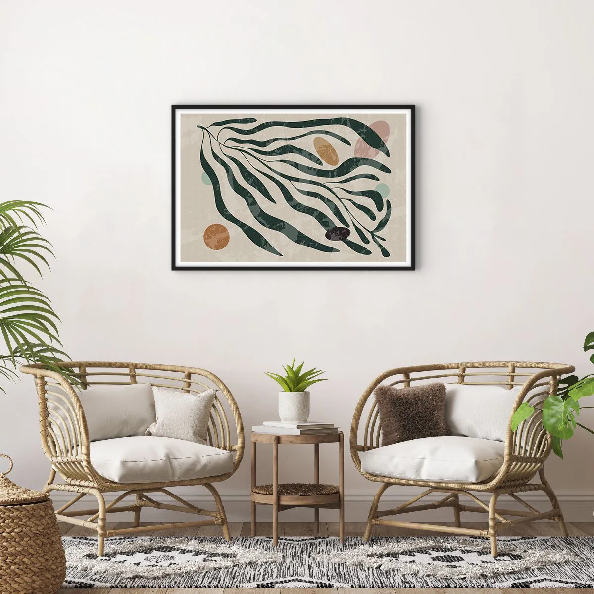 Affiche dans un cadre noir - Poster - Parmi la verdure - 91x61 cm