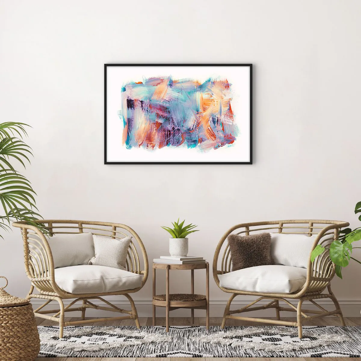 Pôster com moldura preta - Uma bagunça colorida - 91x61 cm