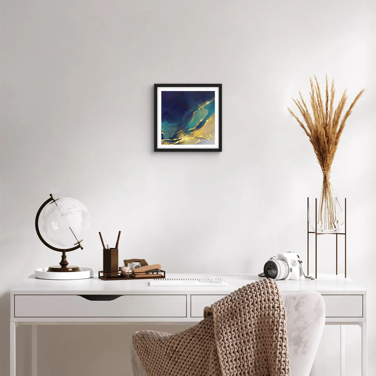 Plakat i sort ramme - Gylden marsk - 30x30 cm