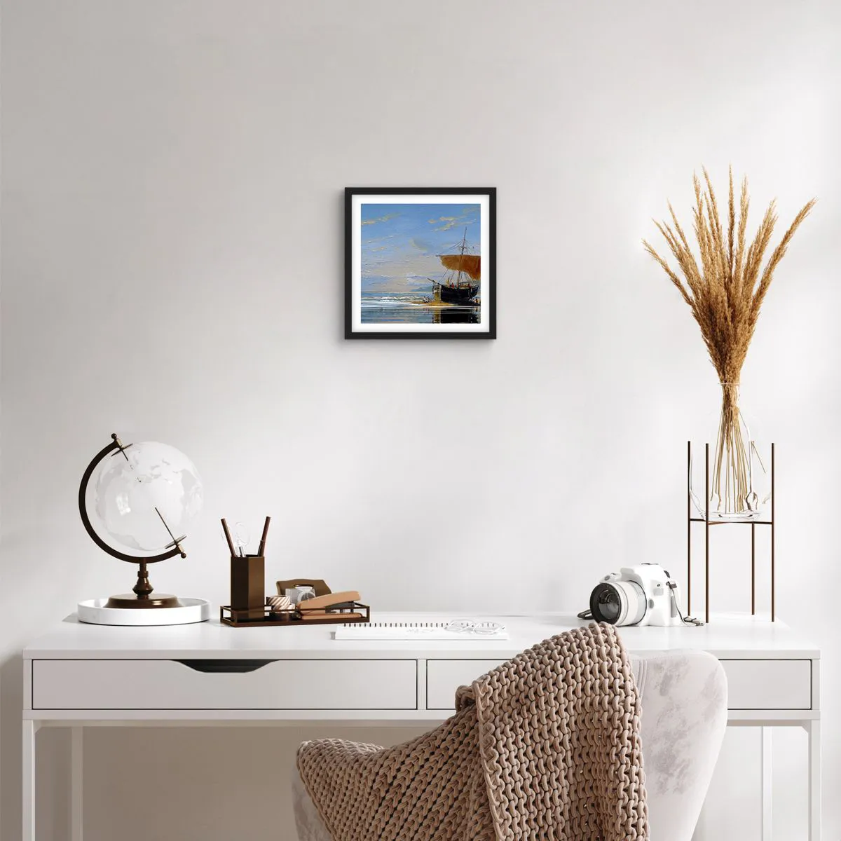 Affiche dans un cadre noir - Poster - Eau, terre, air - 30x30 cm