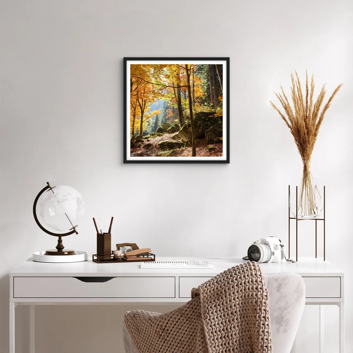 Plakat i sort ramme - Tid til at slappe af - 40x40 cm